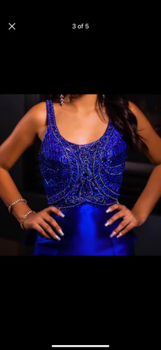 Blue Beaded Evening Gown