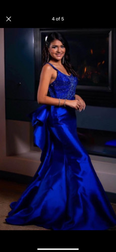 Blue Beaded Evening Gown