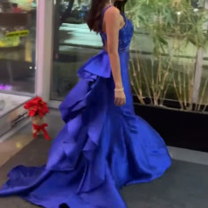 Blue Beaded Evening Gown