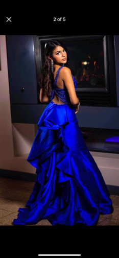 Blue Beaded Evening Gown