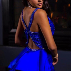 Blue Beaded Evening Gown