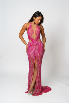 Custom Couture Beaded Crystal Gown by Atkin Homes