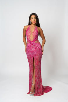 Custom Couture Beaded Crystal Gown by Atkin Homes