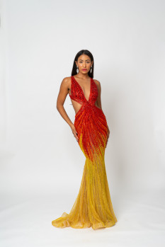 Never Been Worn: Sunset Gown by Vietnam Top Designer Hoang Hai