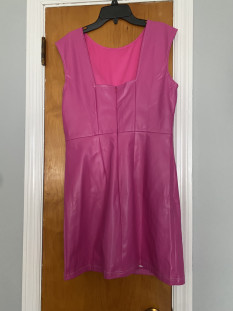 Pink faux leather appearance dress