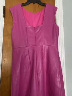 Pink faux leather appearance dress