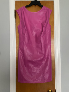 Pink faux leather appearance dress