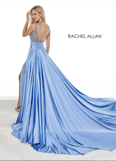  Blue one-shoulder Rachel Allan Prima Donna Pageant Dress Style 5111, size 6