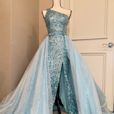 Sherri Hill Blue Dress And Overskirt