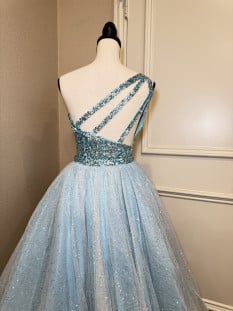 Sherri Hill Blue Dress And Overskirt