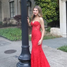 Sherri Hill Red Strapless Gown