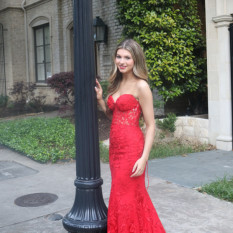 Sherri Hill Red Strapless Gown