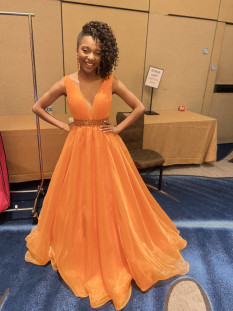  Orange NAM Formal wear gown by Ashley Lauren Size 2