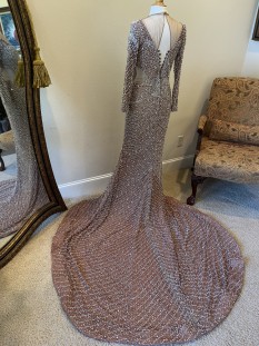 Darius Cordell Long Sleeve Pageant Gown with Crystal Beading