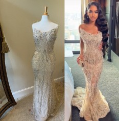  Darius Cordell - Strapless Beaded Pageant Evening Gown