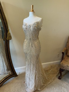 Darius Cordell - Strapless Beaded Pageant Evening Gown