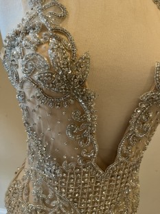 DARIUS CORDELL - halter collar cocktail dress with rhinestones & crystal beading